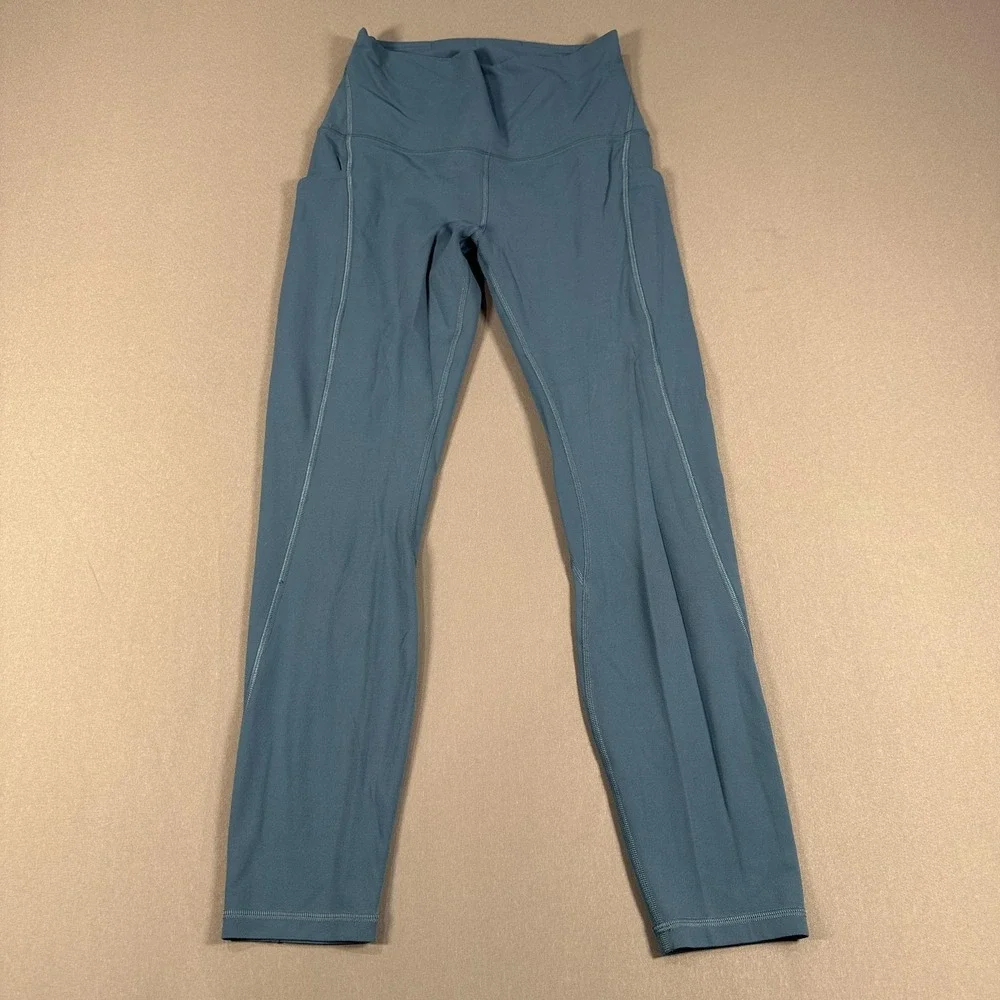 Lululemon Leggings Womens 6 Blue High Rise Ankle Pockets Yoga Athletic Gym